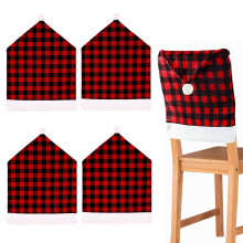 Husă elastică pentru scaun cu carouri pentru decor de Crăciun, material textil fiabil, model carouri Buffalo, compatibilă cu dimensiuni generale
