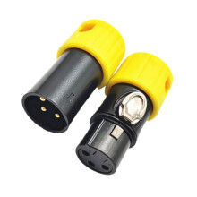Male Female 3 Pin Sound Plug Microphone Cable Connector-Yellow