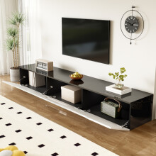 (black) Black TV Cabinet,180cm high-Gloss Finish,with 16-Color LED LightingWall-Mountable