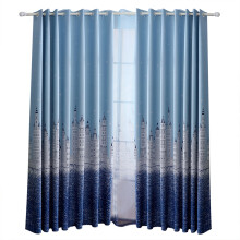 Eco-Friendly Material Blackout Curtains, Mediterranean Style with Modern Beautiful Pattern for Lightproof and Privacy Protection, 1 Panel, Blue, 100x2
