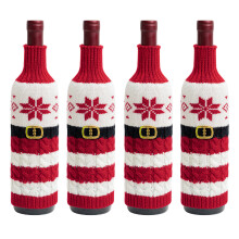 Capac de sticlă de vin de Crăciun tricotat creativ cu Moș Crăciun, decor reutilizabil pentru masă, materiale de înaltă calitate, tricotat