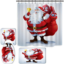 Juego de alfombras de baño Feliz Navidad, de secado rápido, con reverso absorbente y base antideslizante de PVC para baño, 4 piezas, incluyendo