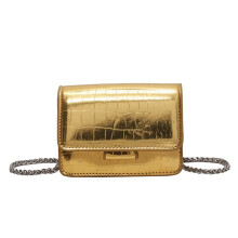 Mini-Umhängetasche aus PU-Leder für Damen, Kettenriemen,-Gold