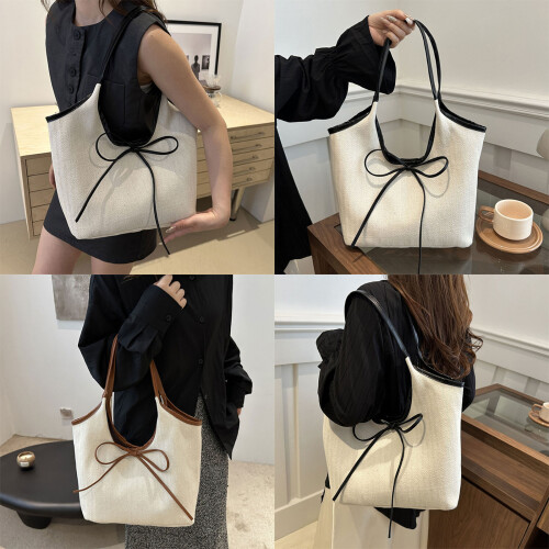 Damen-Tasche mit Henkel, einfache Handtasche, passende-Schwarz 2
