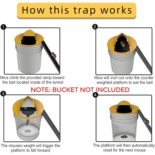 Mouse Trap, Mouse Trap with Bucket Lid, Foldable Mouse Trap with Automatic Lid, with Tilt, Automatic Reset 1
