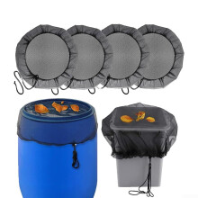Regennetz-Abdeckung, Polyester, reißfest, wasserdicht, verstellbar, Regentonnennetz mit Kordelzug für den Außenbereich, Garten, Wasserauffangeimer