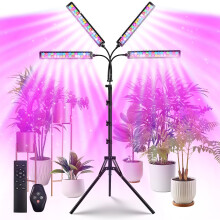 LED Plant Lamp Full Spectrum (128 LEDs) - Grow Lamp with Stand & Timer, 7 Colour Modes & 10 Brightness Levels, Growing Lamp for Indoor Plants