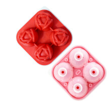 Silicone Flower Ice Cubes Mold Quick Releases for Cocktails-Red