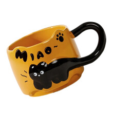 Durable Black Cats Ceramic Cup High Temperatures-Orange