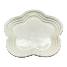 14cm Ceramics Fruit Dish with Elegant Blossoms-Milky white