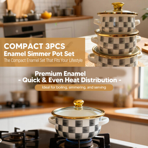 Pack of 3 User Friendly Enamel Pot Set for Modern-graygrid 1