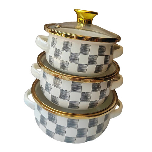 Pack of 3 User Friendly Enamel Pot Set for Modern-graygrid 2