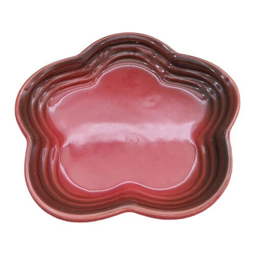 14cm Ceramics Fruit Dish with Elegant Blossoms Pattern-red