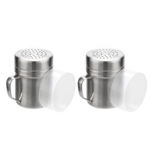 2pcs Steel Powder Sugar Dredge Shaker Jar with Handle Design