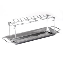 Grillfürst Chicken Leg Holder for 12 Drum Sticks or Chicken Wings with Stainless Steel Collection Tray chicken thigh holder