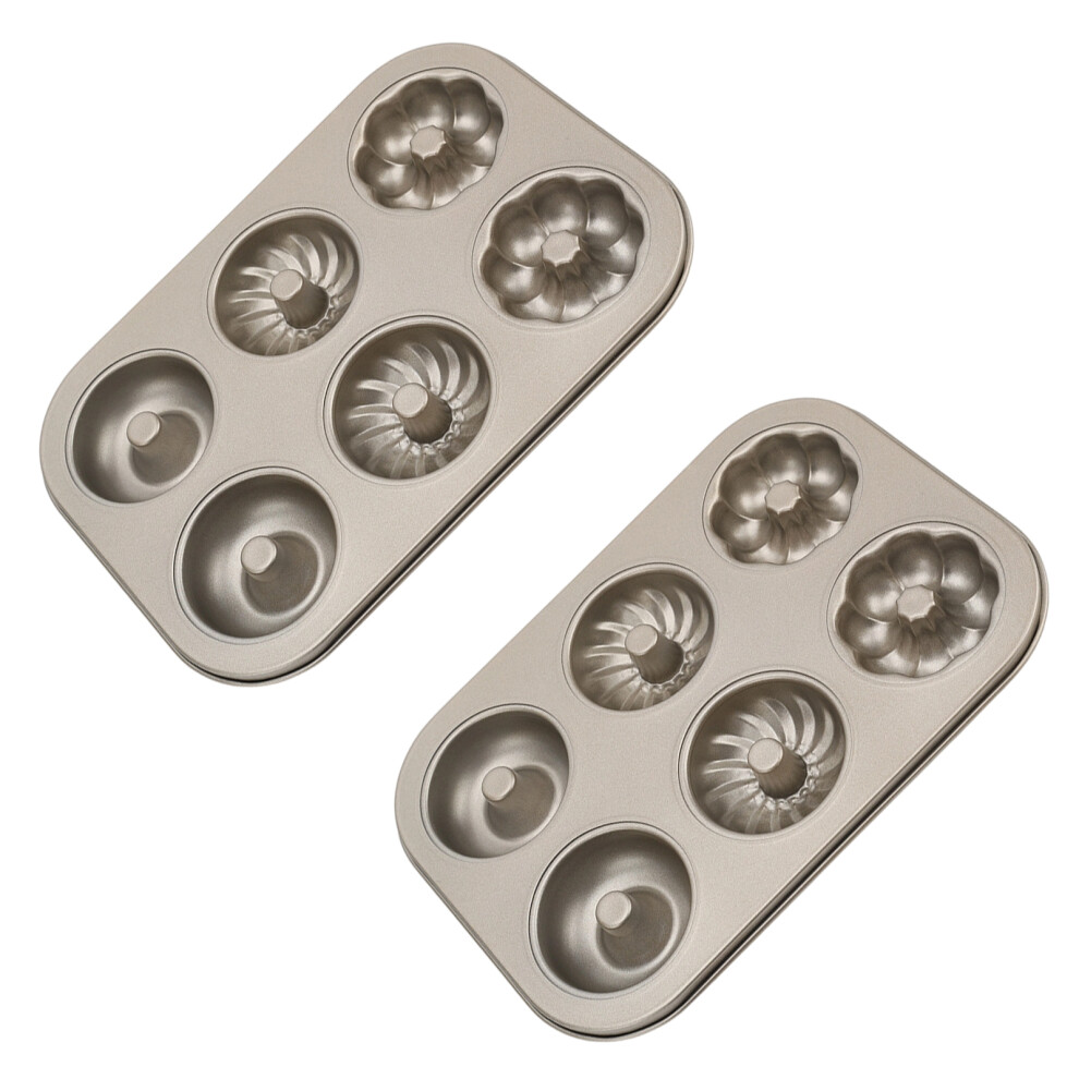 Pack Of 2 Rusts Resistant Baking Tool Stainless Steel 6-Do Nut 7696000921594