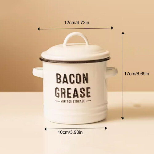Double Ear jar Enamel Coated Bacons Grease Container with-Green 2