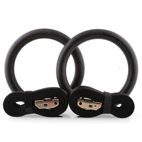 Gym Rings with ABS Straps Diameter 23 cm Black