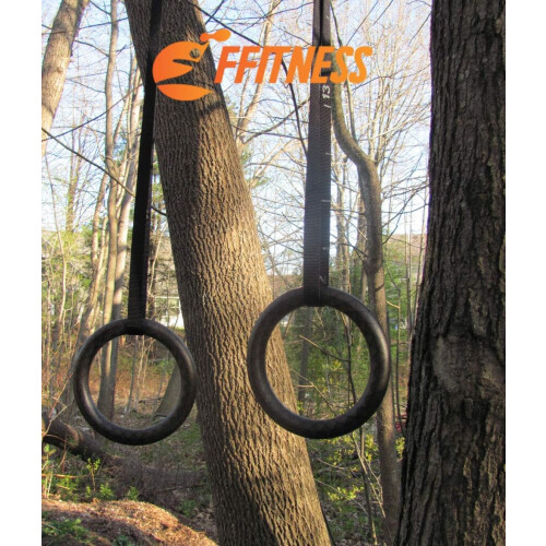Gym Rings with ABS Straps Diameter 23 cm Black 2