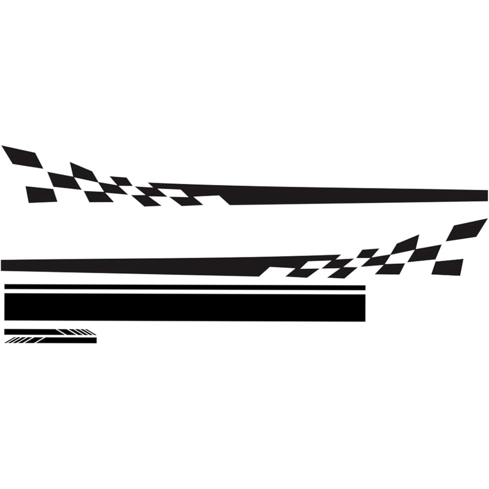 Checkered Flag Decal Graphic Sticker For Customizing Vehicles, Waterproof Vinyl Material Universal Car Side Skirt Decal Racing Style Stripe (5Pcs) 9135470190003