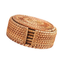 Round Natural Fiber Coaster Heat Resistant Bottom-13cm suit
