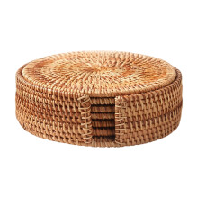 Natural Fiber Grass Coaster Heatproof Placemat For-16cm suit