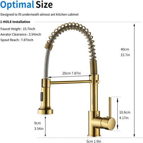 Innovative Design, Brushed Gold Kitchen Faucet with Magnetic Docking Pull Down Sprayer, Dual-Function Sprayhead for Customizable Cleaning, Reflex Syst 1
