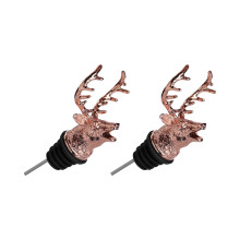 Set of 2 Hygienic Bottle Pourer Steel Deer Head-rose gold