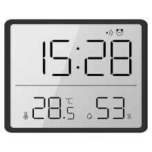 Kleine LCD-Digitaluhr, schlankes Design mit Temperatur- und Feuchtigkeitsanzeige, multifunktionaler Alarm