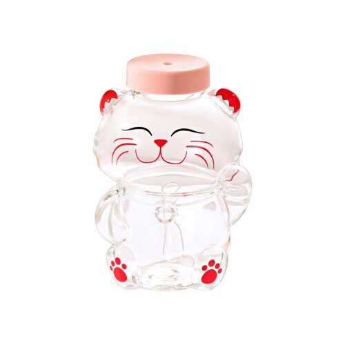 Delicate Leak Proof Glass Straw Cup Cute Bear Shape for-3 1
