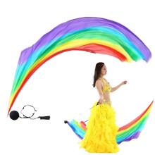 Dance Silk Veil Colorful Poi Streamer For Flow Arts, Silk Scarf With Smooth Poi Ball, Belly Dance 31.5 Inches