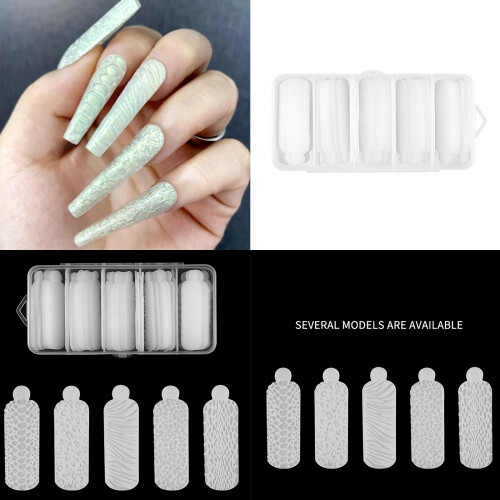 60Pcs 3D Silicone Double Nail Forms Mould Sticker Set for Nail 1