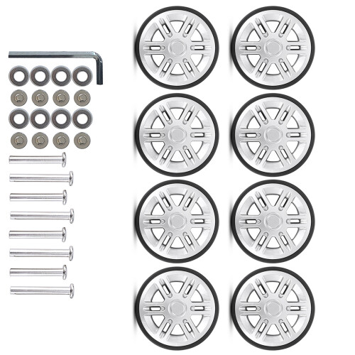 8Pcs 60mm Luggage Suitcase Double Wheels for Damaged-Silver