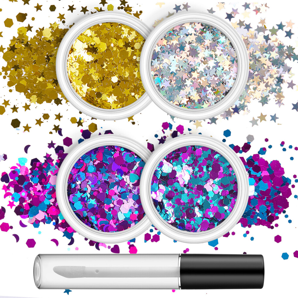 4 Box Festival Sequins Glitter Powder Holographic-Set of 7