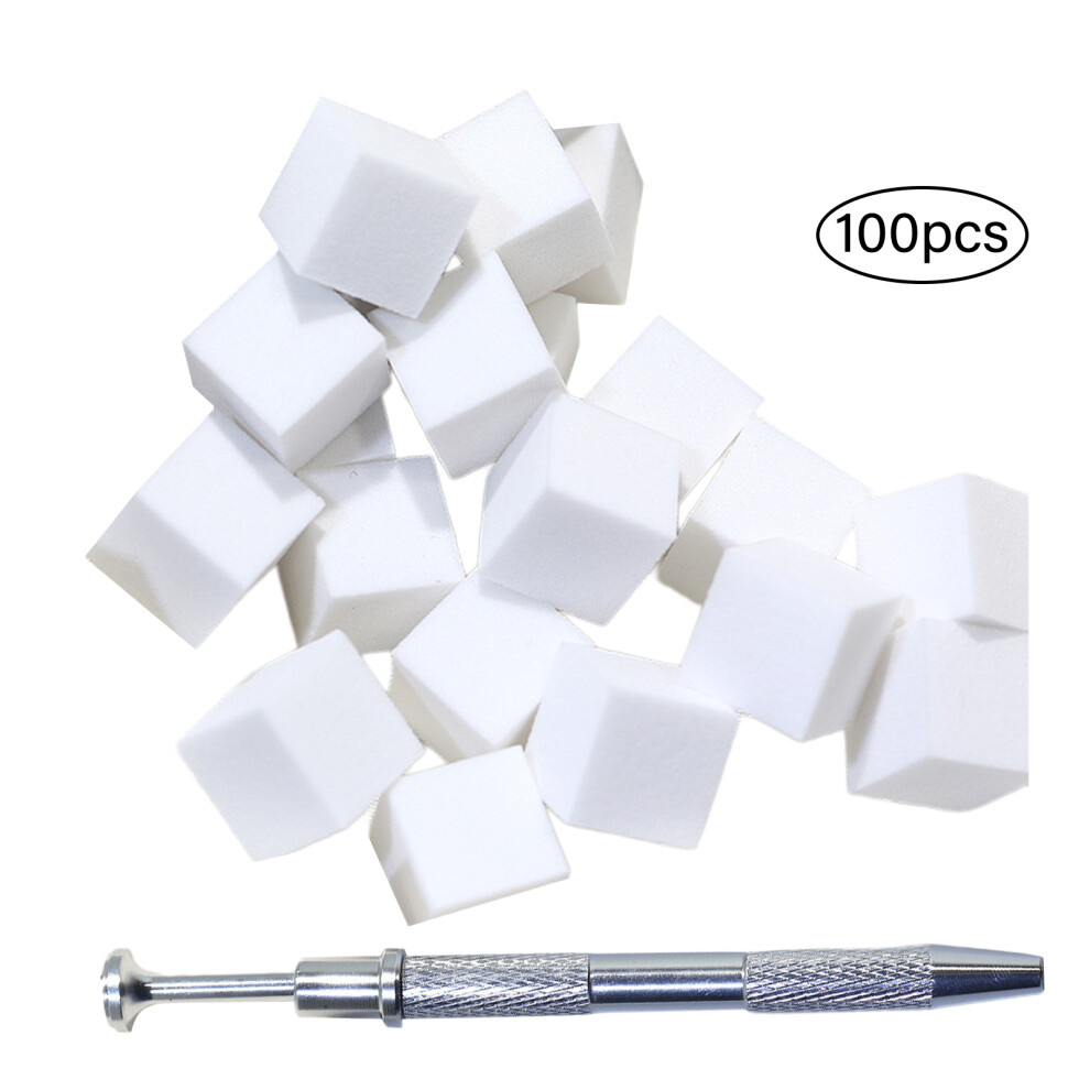 White 100Pcs Nail Sponges With Gradient Grabbing Pen- Suit