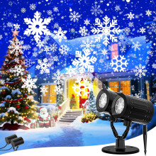 Weihnachts-Schneeflockenprojektor für den Außenbereich, verbesserte Version 2025 mit Doppelkopf, 360 drehbar, IP65 wasserdicht, Timer Dekoration