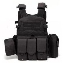 Airsoft Vest Molle Plate Carrier Adjustable Breathable Paintball Vest For Outdoor Field Training Black