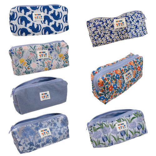 Makeup Bag Pencil Box Stationery Case Large Capacity-tulip blue 1