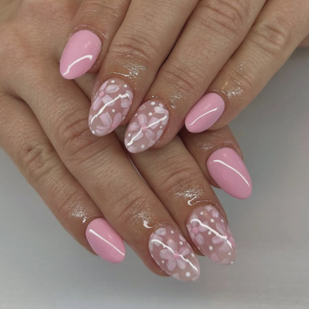 Almond Press on Nail Glossy Fake Nail Stick on Nail in 12