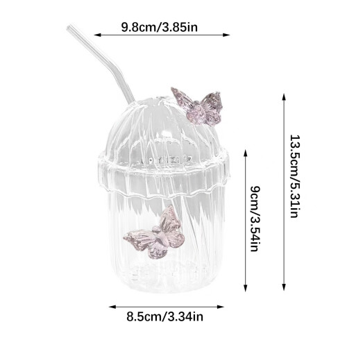 Unique Decorative Glass Cup Feature Straw Vertical Stripe-2 2