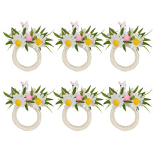 Elegant Easter Rabbit Designs Wood Napkin Rings for-6 6839