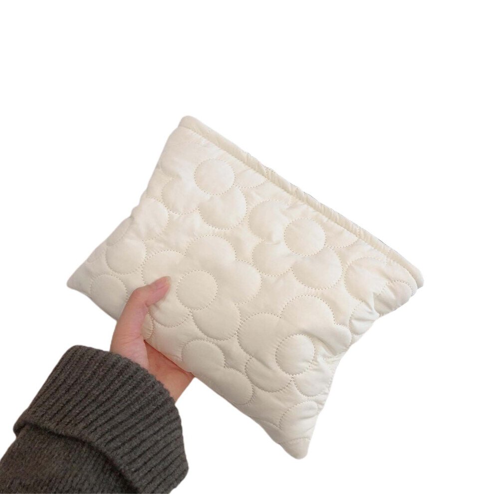 White Quilted Cosmetic Bag Makeup Storage Bag Handbag Cosmetic