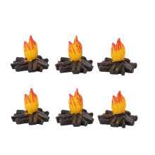 6PCS Feuer Miniatur Dekoration Harz Realistische