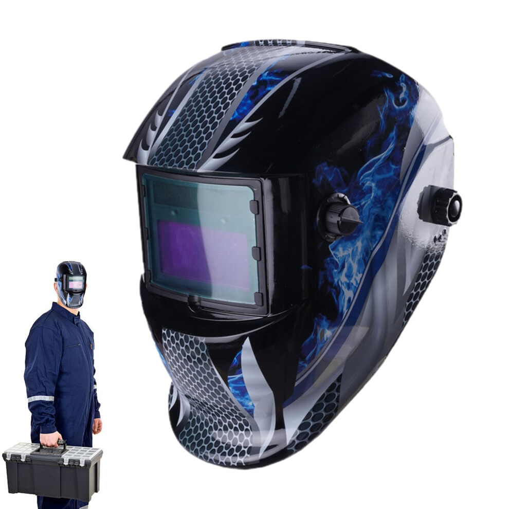 Welding Mask With Large Viewing Screen, Automatic Darkening Arc Welding Helmet, Blue 9323874423609