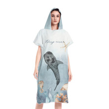 Toalha Poncho Surf com Capuz, Absorvente e de Secagem Rápida, Dupla Face em Fleece, Ideal para Praia e Natação, Vestiário Portátil com Design
