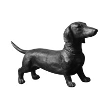 Teckel standbeeld staande lange hond sculptuur beeldje buiten