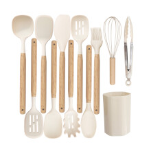 Silicone Kitchen Utensils Set Scratch Resistant Finishes-White
