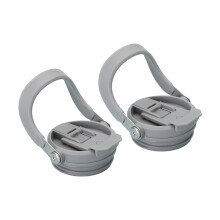 Double Spouts Drinking Lid Cover Leakproof Seal Handle-Gray 40