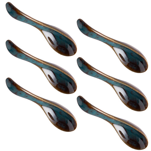 6 Pack Ceramic Soup Spoons With Comfort Ergonomic Handle-A