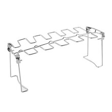 Hähnchenschenkel für Grill, 14 Schlitze, Grillrost, Hähnchentrommel, Hähnchenflügel, Stahlgestell, Stan Roaster Silberfarben 12-Slots